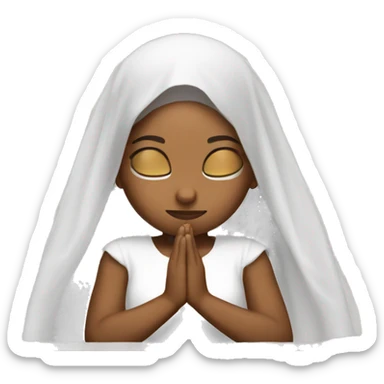 Caramel skin Girl praying for with white veil  sticker