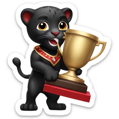 black and red panther holding a trophy sticker