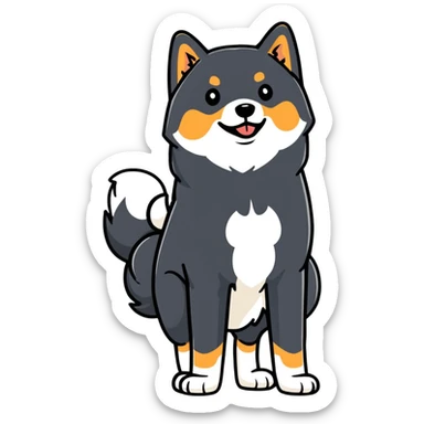 cute black Shiba Inu dog standing full body view sticker