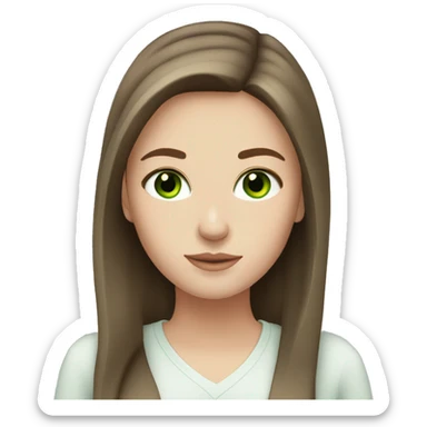 white girl with straight brown hair and green eyes sticker