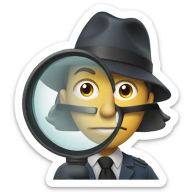 investigator with a magnifying glass sticker