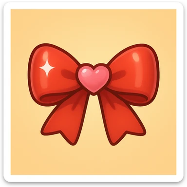 new bow emoji, cute and shiny, with a heart accent sticker