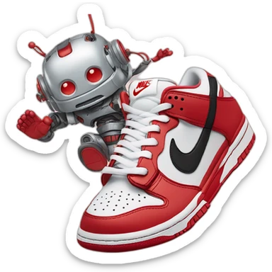 Robot in sneaker Nike dunk low red sticker