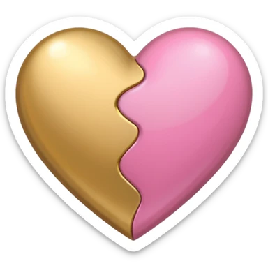 A half pink heart and half golden heart emoji sticker