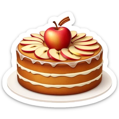 cinematic-realistic-apfelkuchen-dessert-emoji,-depicted-as-a-classic-apple-cake-with-cinnamon-and-thinly sliced apples on the top a few neatly spread out-rendered-with-soft-textures-and-warm,-inviting-lighting. sticker