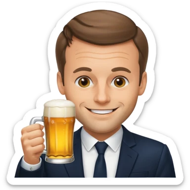 Macron qui boie une biere sticker