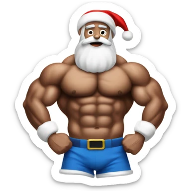 Body builder muscle Santa sticker