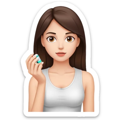 Beautiful fit brunette girl taking pills  sticker