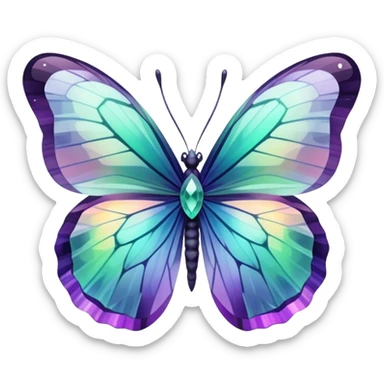 Iridescent Fluorite crystal gemstone butterfly  sticker