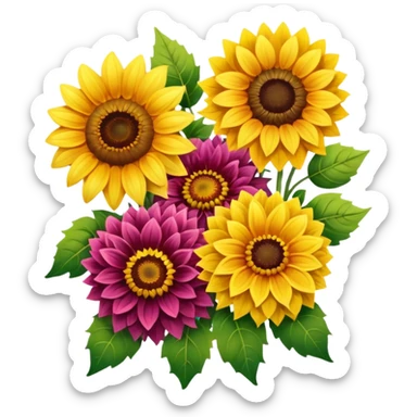 Sunflower and Dahlia bouquet  sticker