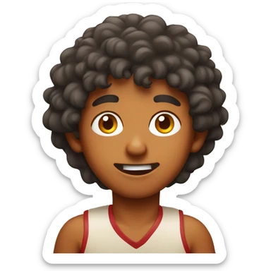 Indian boy with a faded perm eating red meat curry sticker