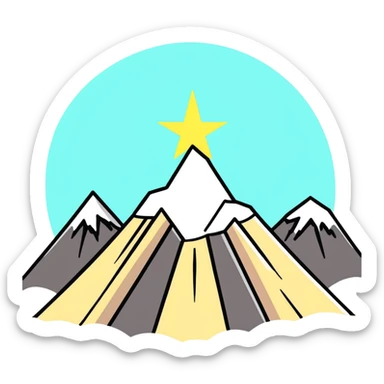 eight-pointed star with wide wings and mountain silhouette in center sticker