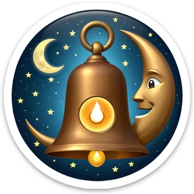 the midnight bell with moon at the back sticker