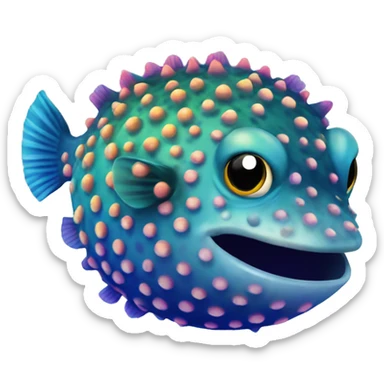 rainbow pufferfish sticker