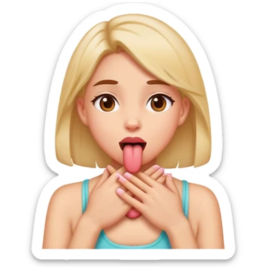 Girl With tongue out with hands crossing her neck sticker