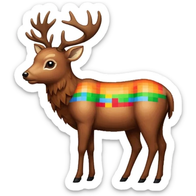 pixel deer eating words sticker
