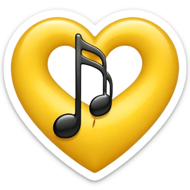 yellow heart with a music note sticker