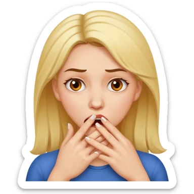 Woman biting her fingers sticker