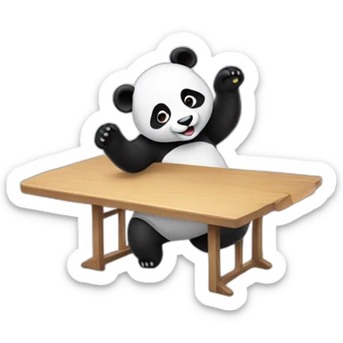 cartoon panda flipping a table sticker