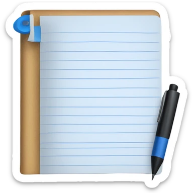 Blue notebook with pen sticker