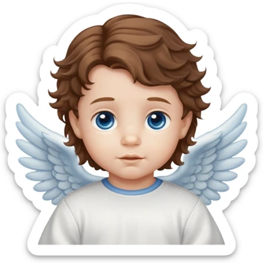  Baby boy angel with brown wavy hair blue eyes sticker