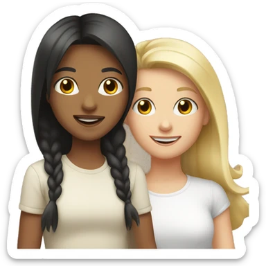 blonde girl and dark hair girl smiling together sticker