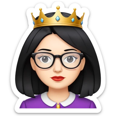 Queen with black hair and glasses  sticker