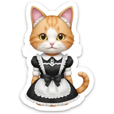 Cat with maid costume  sticker