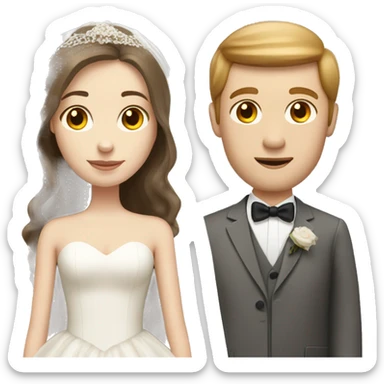 pale brunette girl marrying tall pale man with light brown hair  sticker