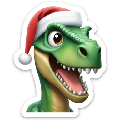 Dinosaur wearing a  Santa hat sticker