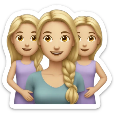 caucasian woman with two daughters sticker