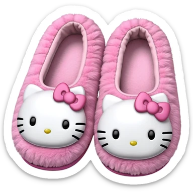 pink fuzzy hello kitty slippers sticker