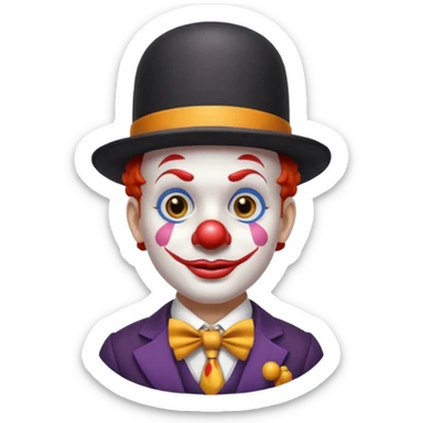 Clown in bowler hat & long tie sticker