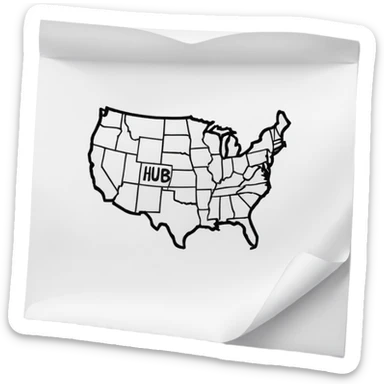 THE TEXT " HUB 22 AMERICA " ON A PIECE OF PAPER sticker