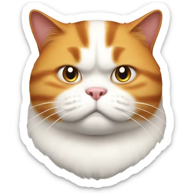 realistic fat grumpy ginger cat with white face  sticker