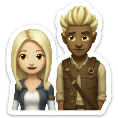 a white blonde sugar king and a girl goblin sticker