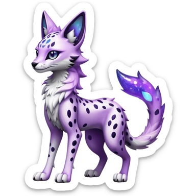 Epic Edgy Black White Purple ethereal eldritch Sergal-shiny sparkle starry Serval-Fionbri full body sticker