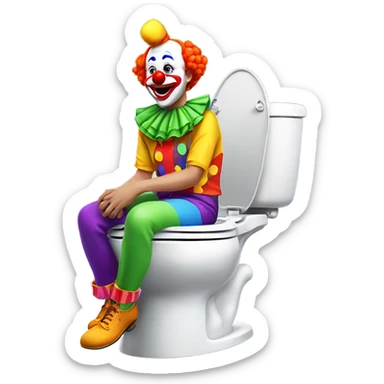 Clown sitting on toilet sticker