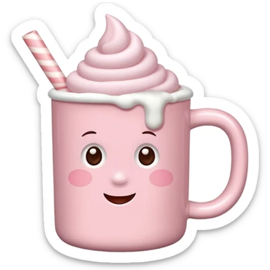 Light Pink mug of hot chocolate with marshmallows  sticker