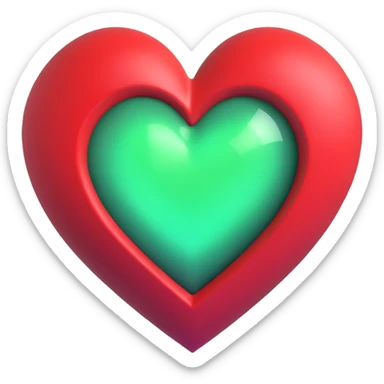 3D emoji style red heart with magical glowing core sticker