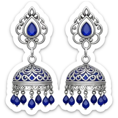 generate an ios genmoji of jhumkas silver sticker
