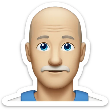 bald older white man blue eyes no mustache sticker