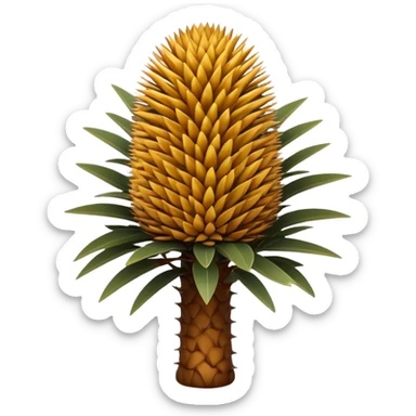 Cinematic Realistic Banksia Emoji, Bold and striking, with spiky, cylindrical flower heads covered in rich golden hues. The leaves are thick and leathery, adding a sense of strength to this unique and iconic tree. Soft glowing outline, capturing the essence of Australian ruggedness and floral beauty in a distinctive banksia tree! sticker