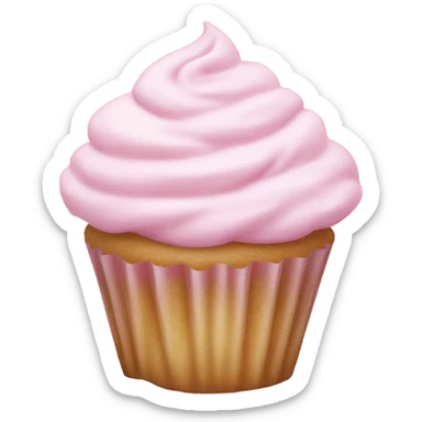 light pink cupcake with icing sugar sticker