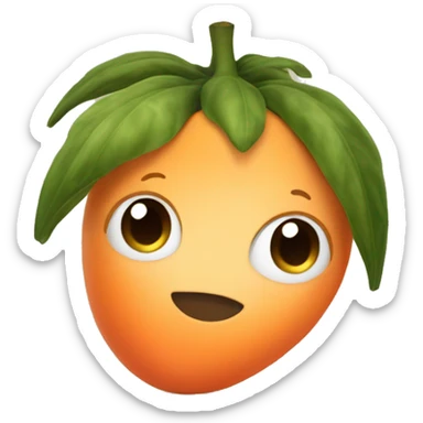 A cute papaya with hair buns  sticker