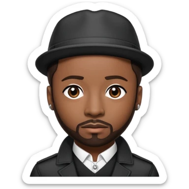 Teddy Riley with dark brown hair sticker