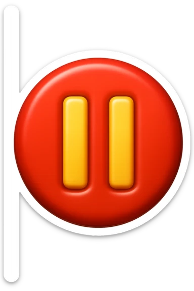 emoji stile iphone di un  simbolo di pausa in un cerchio rosso, iperrealistico 4k sticker