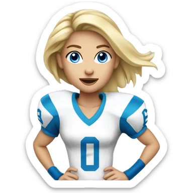blonde football girl blue eyes running sticker