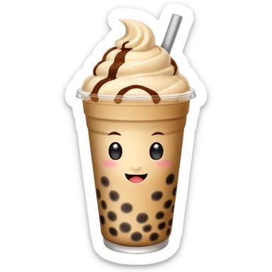 boba milk tea with ice cream sticker