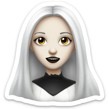 goth girl, vampire teeth, white skin, white eyes sticker